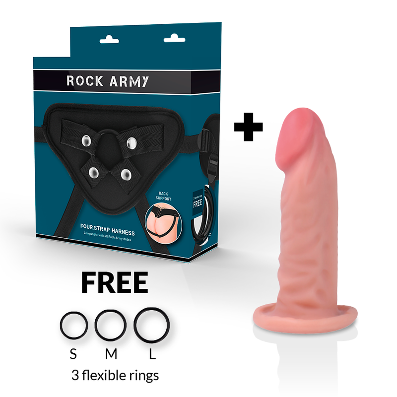 ROCKARMY - HARNESS + DUAL DENSITY TIGER REALISTIC DILDO 14 CM -O- 4.46 CM - Amore24