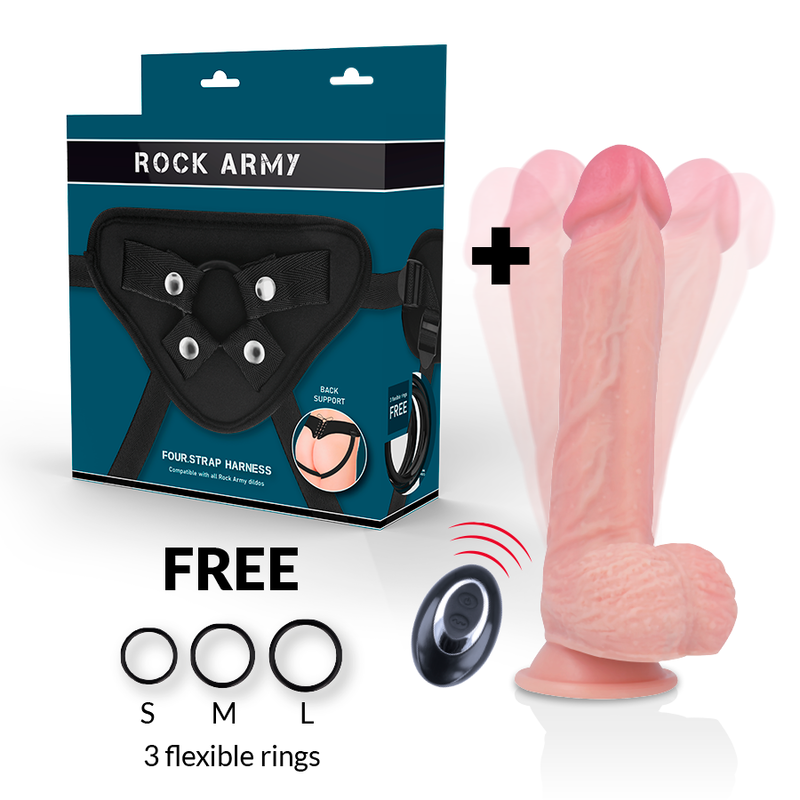 ROCKARMY - HARNESS + LIQUID SILICONE VIBRATOR PREMIUM APACHE REMOTE CONTROL 20.5 CM -O- 4.62 CM - Amore24