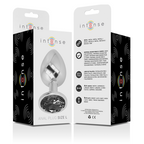 INTENSE - ALUMINUM METAL ANAL PLUG WITH BLACK GLASS SIZE L - Amore24