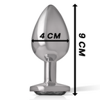 INTENSE - ALUMINUM METAL ANAL PLUG WITH BLACK GLASS SIZE L - Amore24