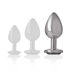 INTENSE - ALUMINUM METAL ANAL PLUG WITH BLACK GLASS SIZE L - Amore24