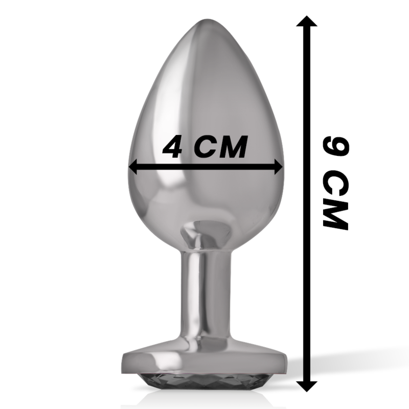 INTENSE - ALUMINUM METAL ANAL PLUG WITH BLACK GLASS SIZE L - Amore24