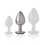 INTENSE - ALUMINUM METAL ANAL PLUG WITH BLACK GLASS SIZE M - Amore24