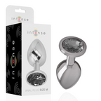 INTENSE - ALUMINUM METAL ANAL PLUG WITH BLACK GLASS SIZE M - Amore24