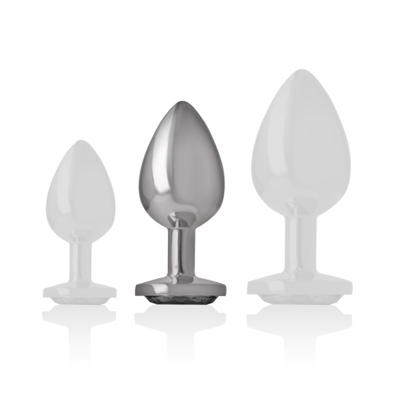 INTENSE - ALUMINUM METAL ANAL PLUG WITH BLACK GLASS SIZE M - Amore24