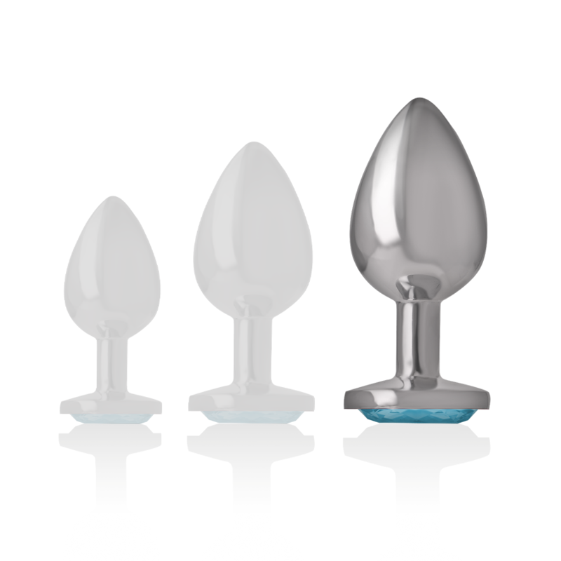 INTENSE - ALUMINUM METAL ANAL PLUG WITH BLUE CRYSTAL SIZE L - Amore24