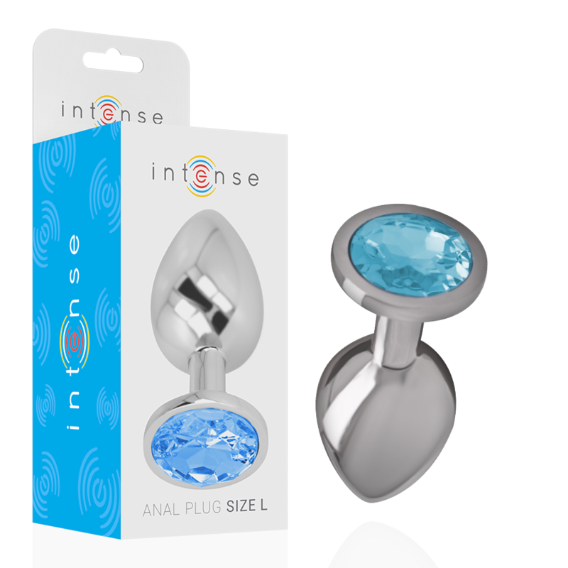INTENSE - ALUMINUM METAL ANAL PLUG WITH BLUE CRYSTAL SIZE L - Amore24