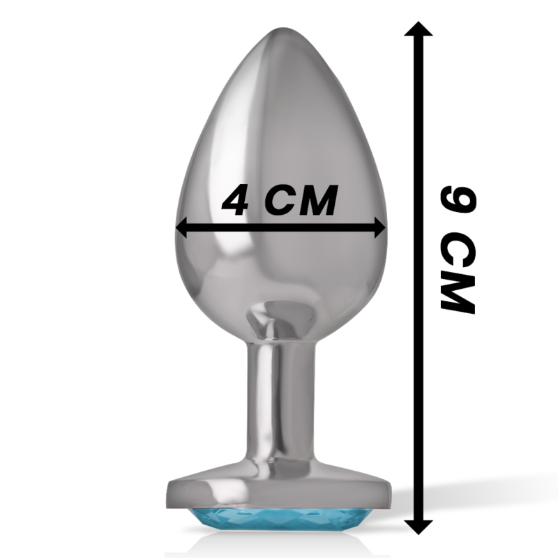INTENSE - ALUMINUM METAL ANAL PLUG WITH BLUE CRYSTAL SIZE L - Amore24