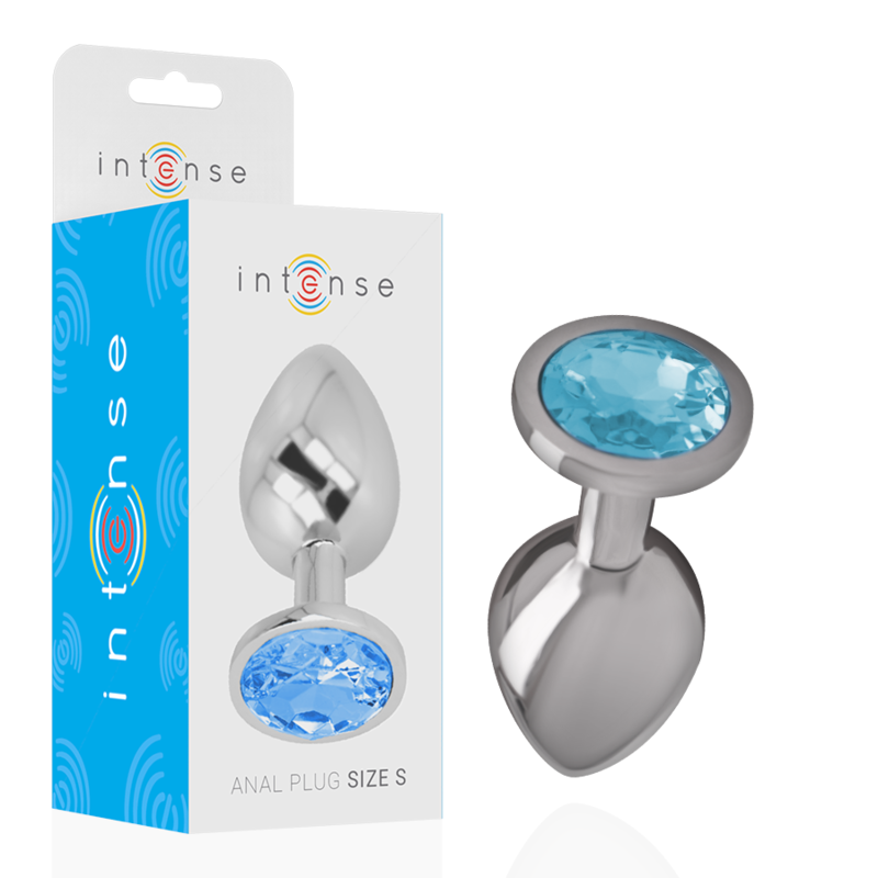 INTENSE - ALUMINUM METAL ANAL PLUG WITH BLUE CRYSTAL SIZE S - Amore24