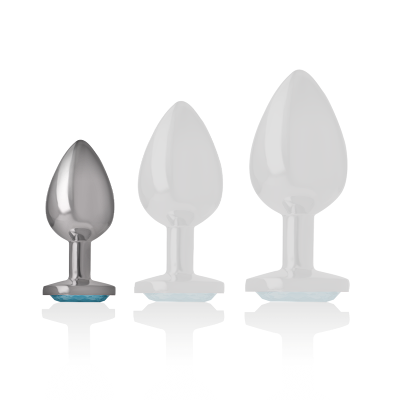 INTENSE - ALUMINUM METAL ANAL PLUG WITH BLUE CRYSTAL SIZE S - Amore24