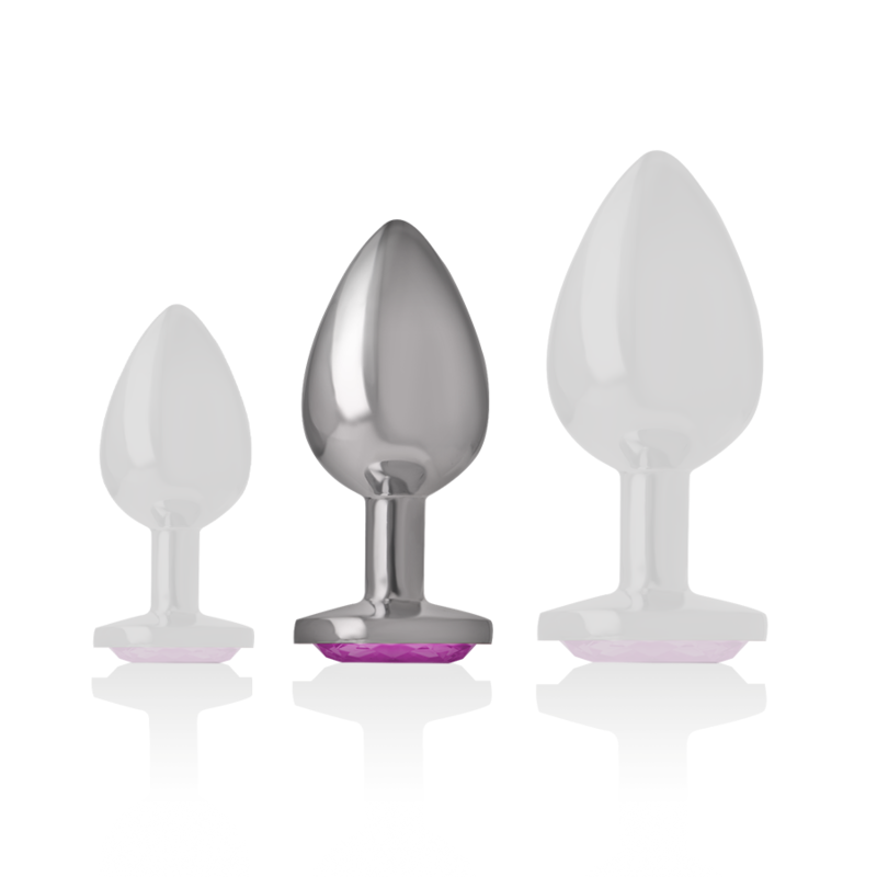 INTENSE - ALUMINUM METAL ANAL PLUG WITH PINK CRYSTAL SIZE M - Amore24