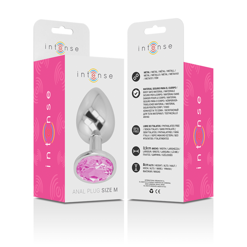 INTENSE - ALUMINUM METAL ANAL PLUG WITH PINK CRYSTAL SIZE M - Amore24