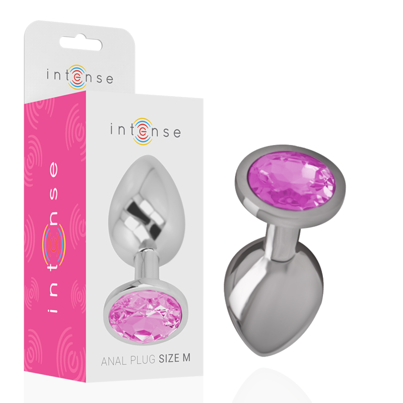 INTENSE - ALUMINUM METAL ANAL PLUG WITH PINK CRYSTAL SIZE M - Amore24