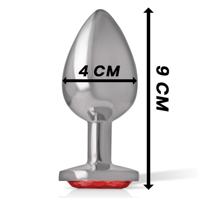 INTENSE - ALUMINUM METAL ANAL PLUG WITH RED CRYSTAL SIZE L - Amore24