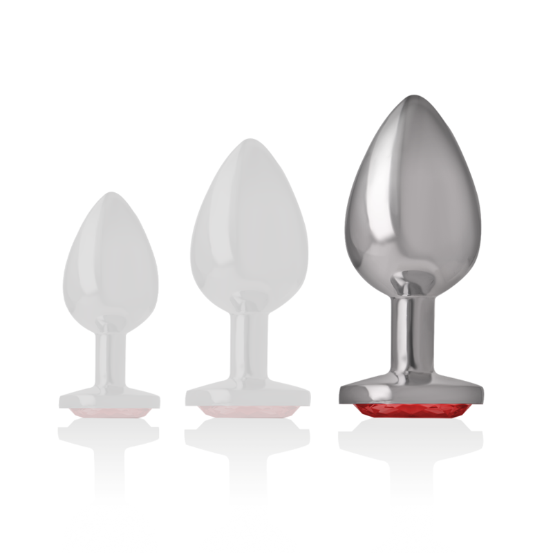 INTENSE - ALUMINUM METAL ANAL PLUG WITH RED CRYSTAL SIZE L - Amore24