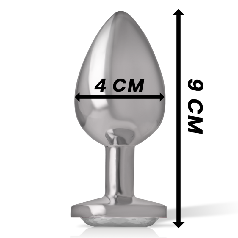 INTENSE - ALUMINUM METAL ANAL PLUG WITH SILVER CRYSTAL SIZE L - Amore24
