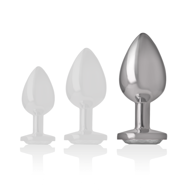 INTENSE - ALUMINUM METAL ANAL PLUG WITH SILVER CRYSTAL SIZE L - Amore24
