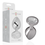 INTENSE - ALUMINUM METAL ANAL PLUG WITH SILVER CRYSTAL SIZE L - Amore24