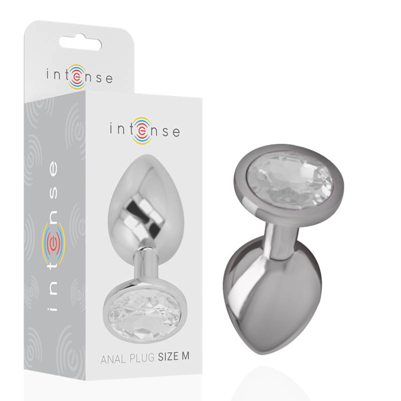 INTENSE - ALUMINUM METAL ANAL PLUG WITH SILVER CRYSTAL SIZE M - Amore24