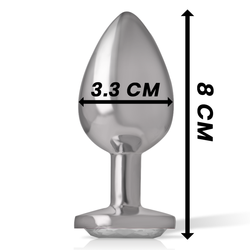 INTENSE - ALUMINUM METAL ANAL PLUG WITH SILVER CRYSTAL SIZE M - Amore24