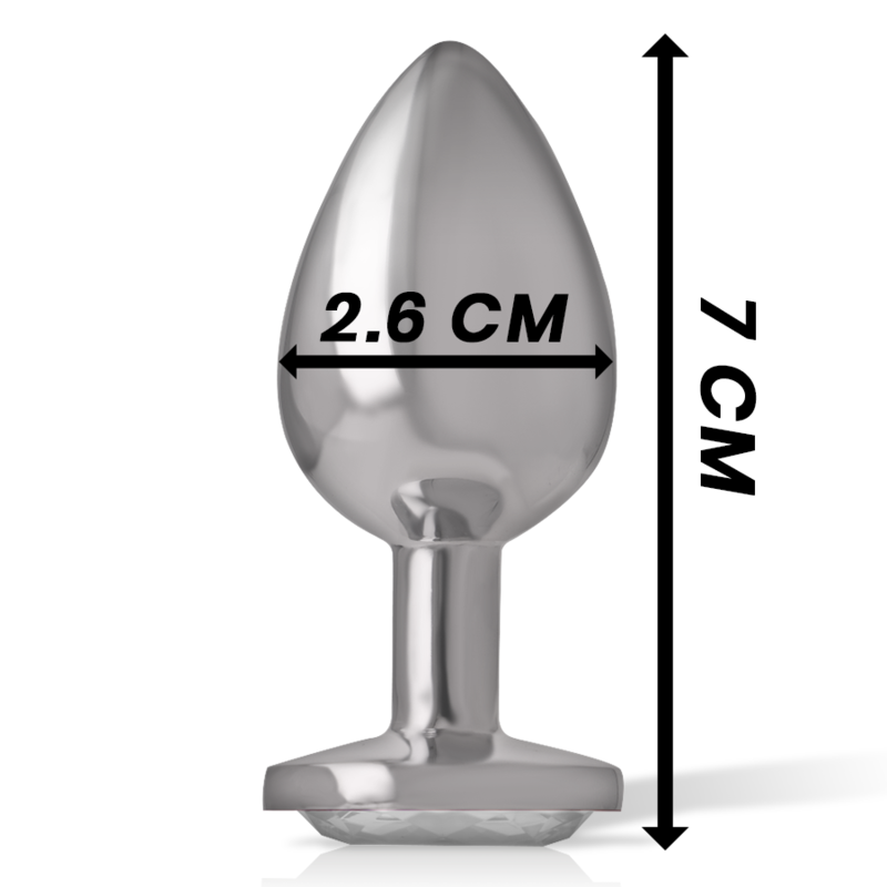 INTENSE - ALUMINUM METAL ANAL PLUG WITH SILVER CRYSTAL SIZE S - Amore24