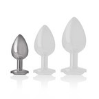 INTENSE - ALUMINUM METAL ANAL PLUG WITH SILVER CRYSTAL SIZE S - Amore24