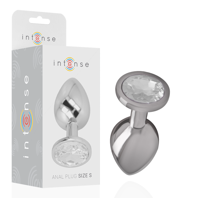 INTENSE - ALUMINUM METAL ANAL PLUG WITH SILVER CRYSTAL SIZE S - Amore24