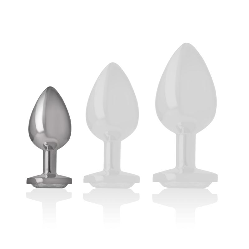 INTENSE - ALUMINUM METAL ANAL PLUG WITH SILVER CRYSTAL SIZE S - Amore24