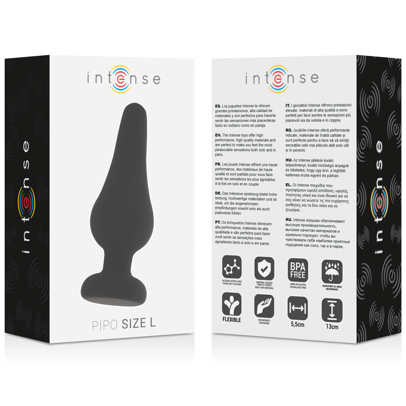 INTENSE - ANAL PLUG PIPO L BLACK SILICONE 13 CM - Amore24