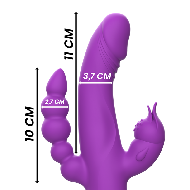 INTENSE - CASANOVA RABBIT SILICONE VIBRATOR TRIPLE MOTOR PURPLE - Amore24