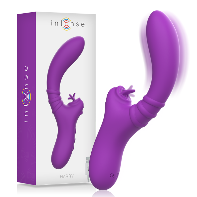 INTENSE - HARRY FLEXIBLE VIBRATOR WITH PURPLE TONGUE - Amore24