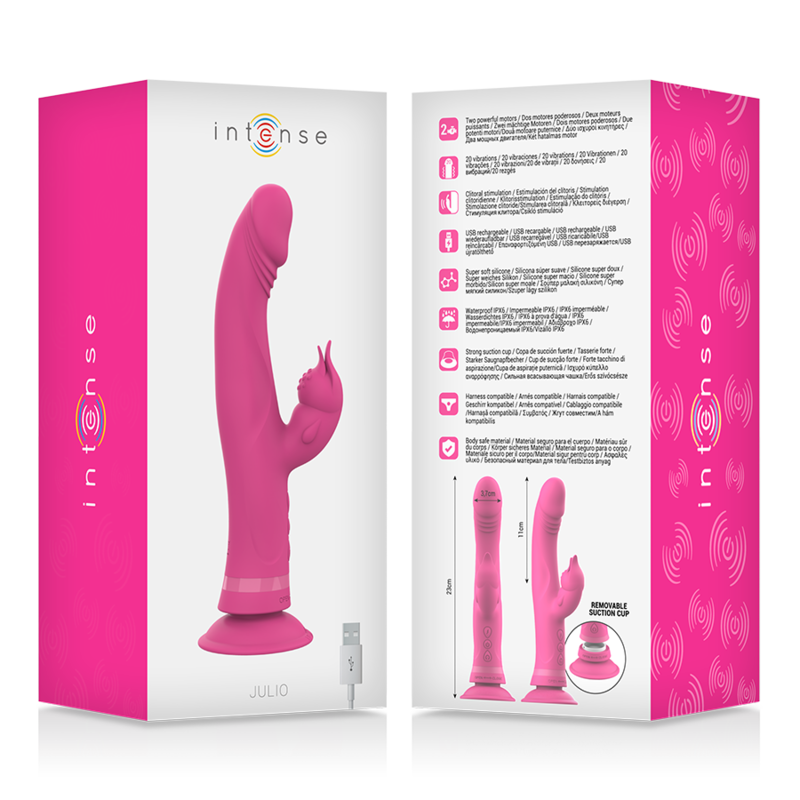INTENSE - JULIO RABBIT VIBRATOR PINK SILICONE - Amore24