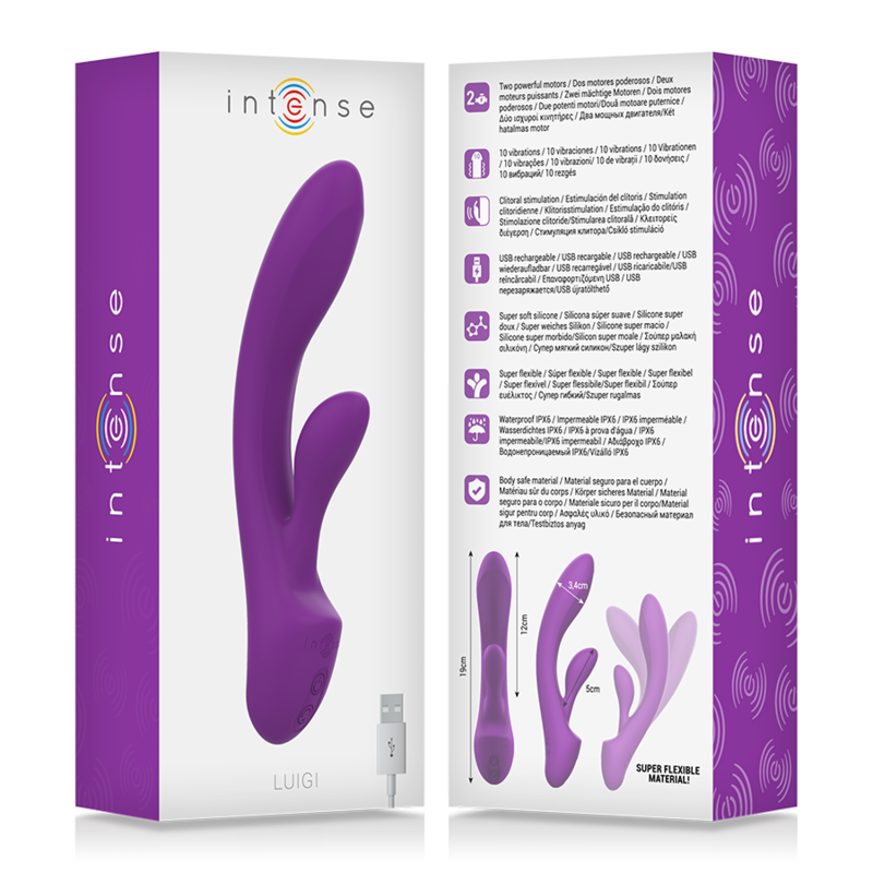 INTENSE - LUIGI RABBIT VIBRATOR LIQUID SILICONE PURPLE - Amore24