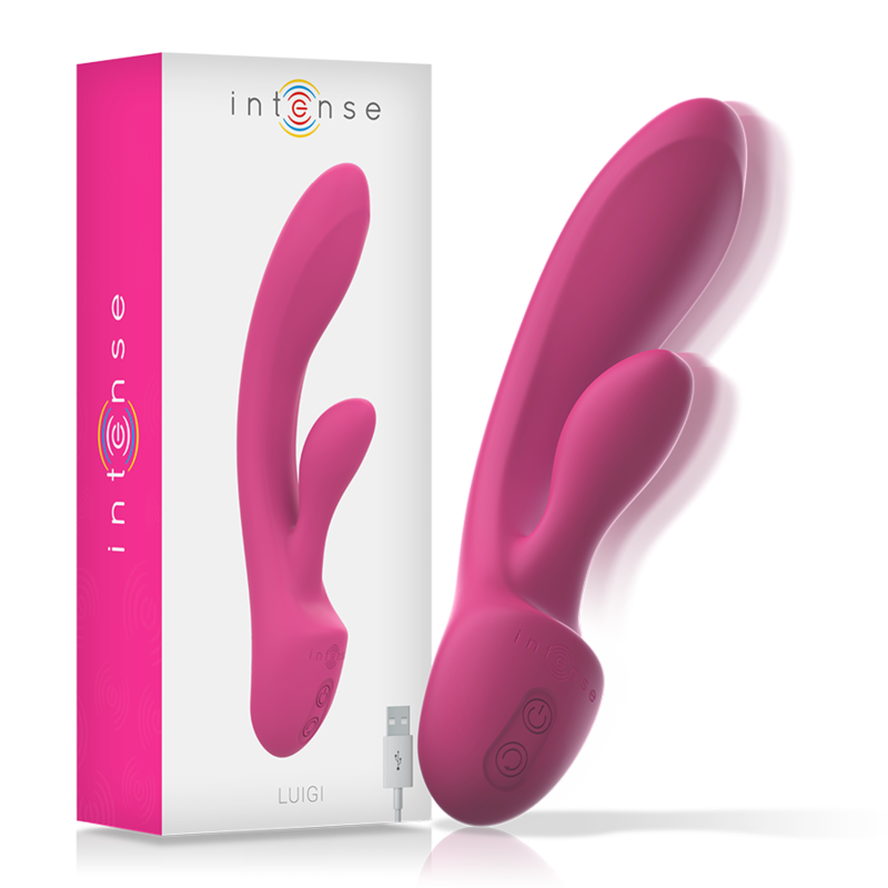 INTENSE - LUIGI RABBIT VIBRATOR PINK LIQUID SILICONE - Amore24