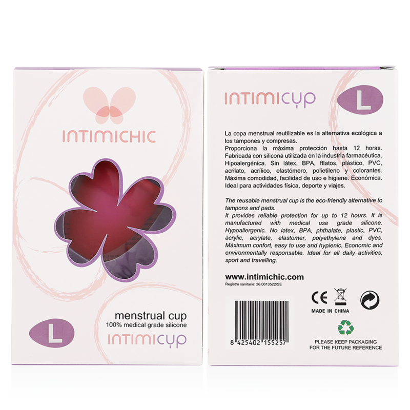 INTIMICHIC - MENSTRUAL CUP MEDICAL GRADE SILICONE - SIZE L - Amore24