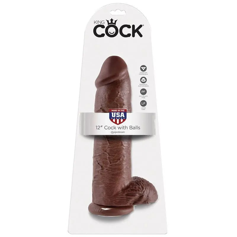 KING COCK - 12 DILDO BROWN WITH BALLS 30.48 CM - Amore24