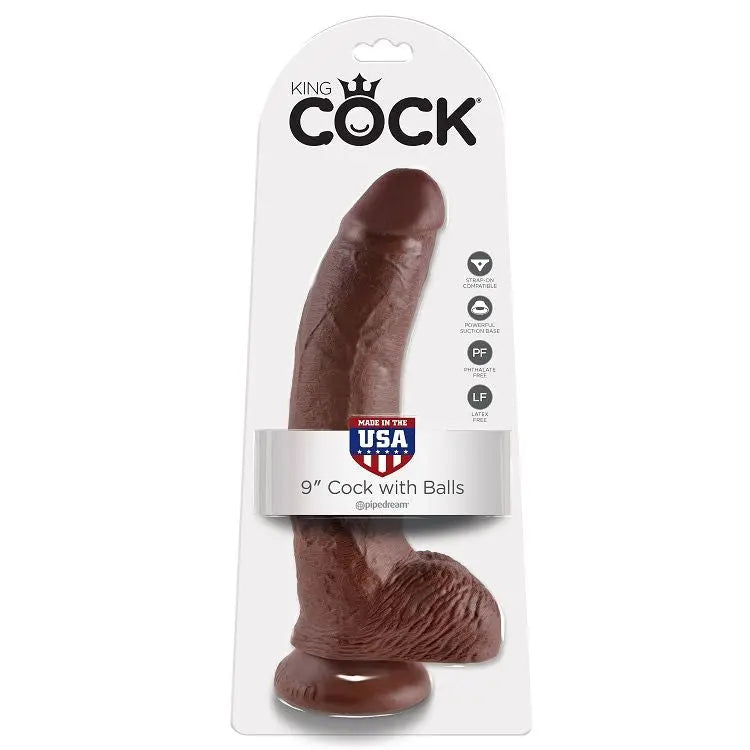 KING COCK - 9 DILDO BROWN WITH BALLS 22.9 CM - Amore24