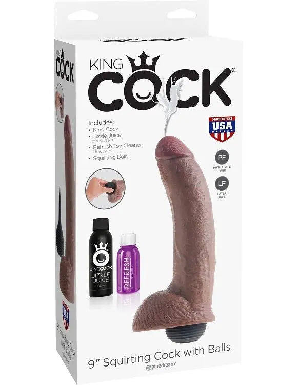 KING COCK - REALISTIC BROWN EJACULATOR PENIS 22.86 CM - Amore24