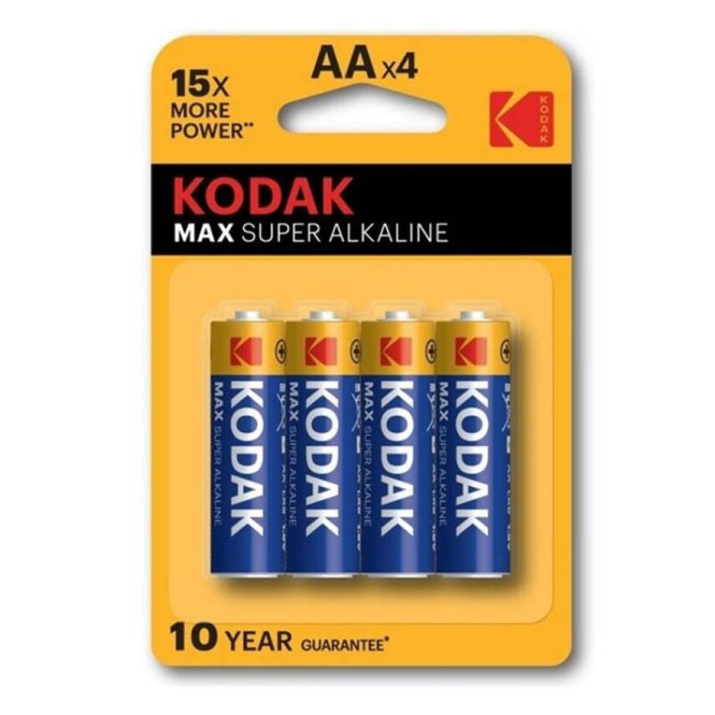 KODAK - MAX ALKALINE BATTERY AA LR6 BLISTER * 4 - Amore24
