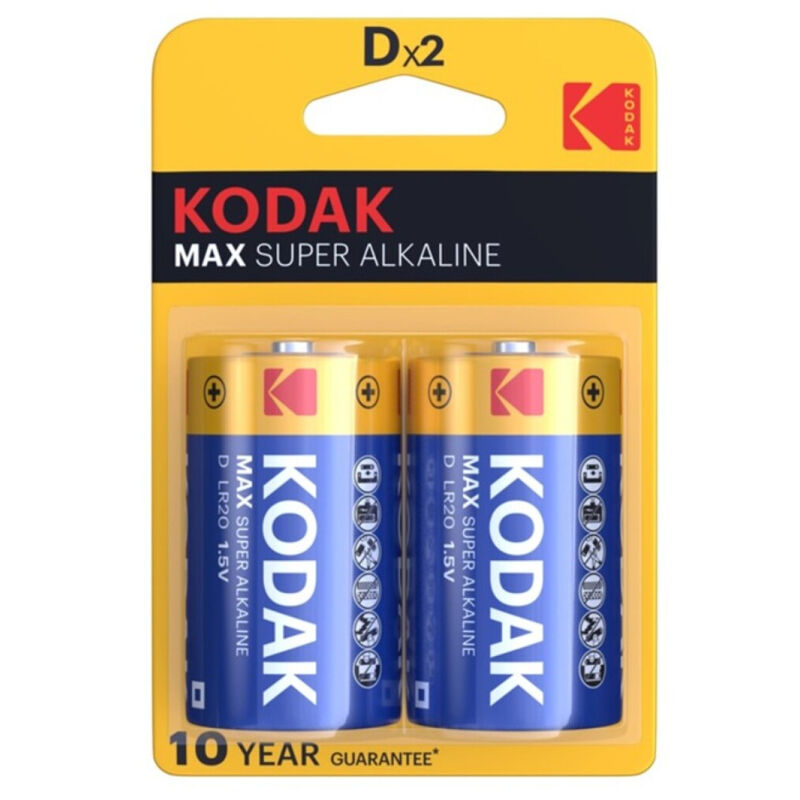 KODAK - MAX ALKALINE BATTERY D LR20 2 UNIT - Amore24