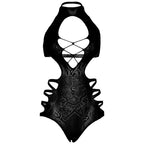 LEG AVENUE - CUT OUT STRAPPY BODYSUIT ONE SIZE - BLACK - Amore24