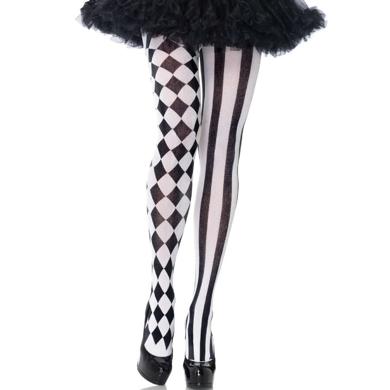 LEG AVENUE - BLACK/WHITE HARLEQUIN TIGHTS - Amore24