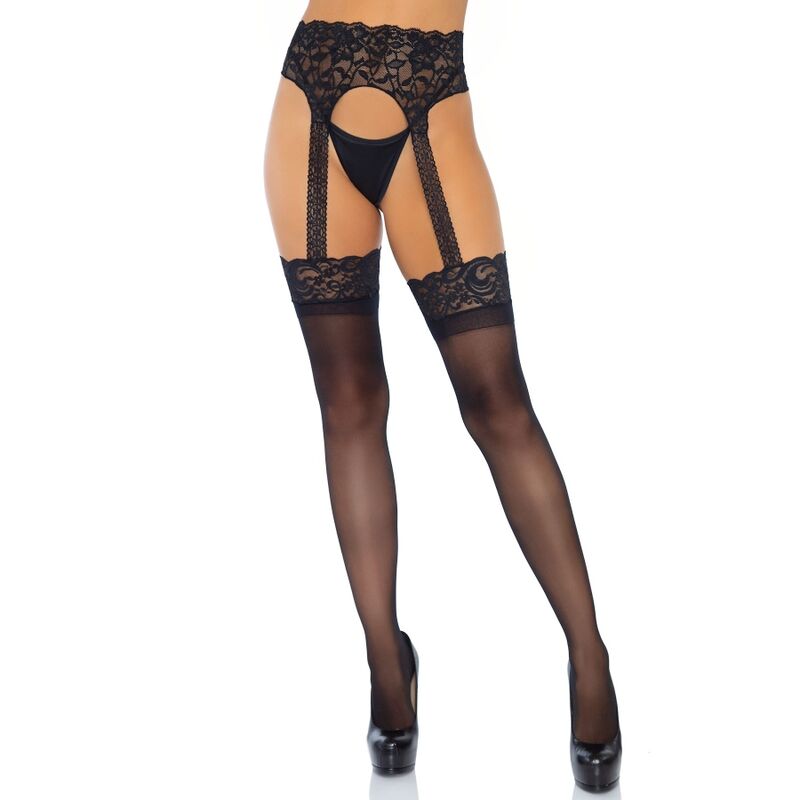 LEG AVENUE - OPAQUE GARTERBELT STOCKING ONE SIZE - Amore24