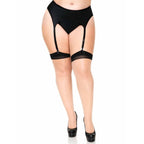 LEG AVENUE - PLUS LYCRA SHEER 2 TONE THIGH HIGH WITH BACKSEAM AND CUBAN HEEL - Amore24