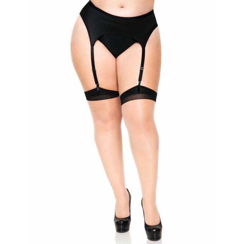 LEG AVENUE - PLUS LYCRA SHEER 2 TONE THIGH HIGH WITH BACKSEAM AND CUBAN HEEL - Amore24
