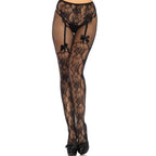 LEG AVENUE - STOCKING FLOWERS DESIGN BACK CROTHLESS ONE SIZE - Amore24