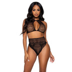 LEG AVENUE - TWO PIECES SET HALTER CROP TOP & THONG PANTY PANTY ONE SIZE - Amore24