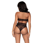 LEG AVENUE - TWO PIECES SET HALTER CROP TOP & THONG PANTY PANTY ONE SIZE - Amore24
