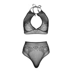 LEG AVENUE - TWO PIECES SET HALTER CROP TOP & THONG PANTY PANTY ONE SIZE - Amore24