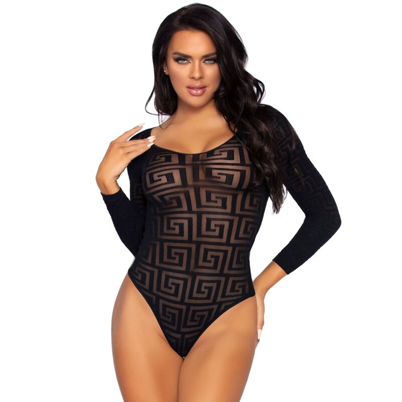 LEG AVENUE - MOSAIC SNAP CROTH BODYSUIT ONE SIZE - Amore24